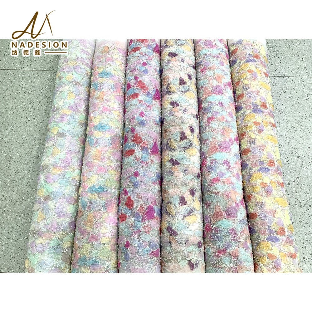 Wholesale 3D Flower Tulle Yellow Embroidery Fabric Wedding Dress Lace Beautiful 3D Floral Embroidery Lace
