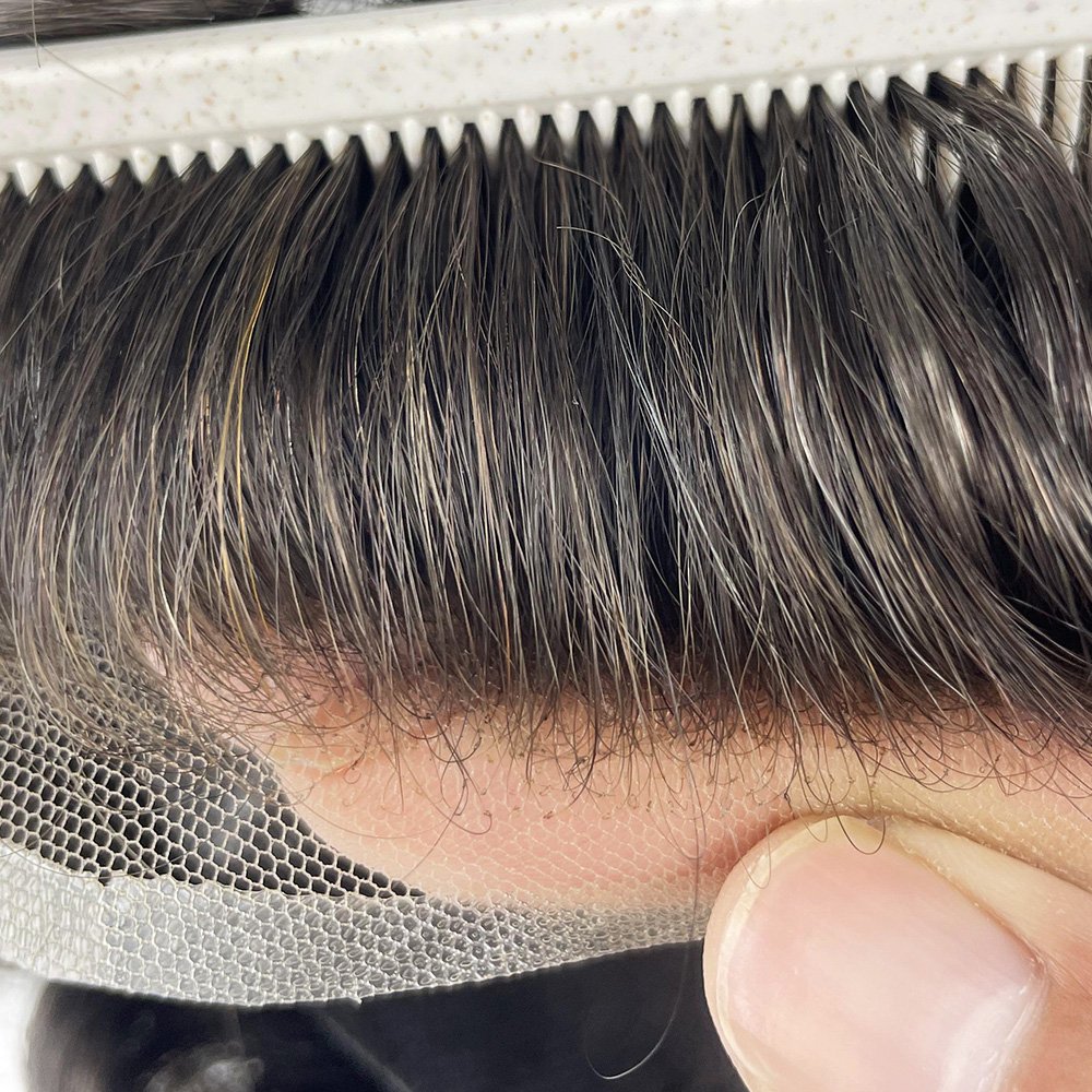 Q6 Toupee For Men Swiss Lace & PU Base Human Hair Replacement System Unit Durable Male Hair Prosthesis Men's Wigs