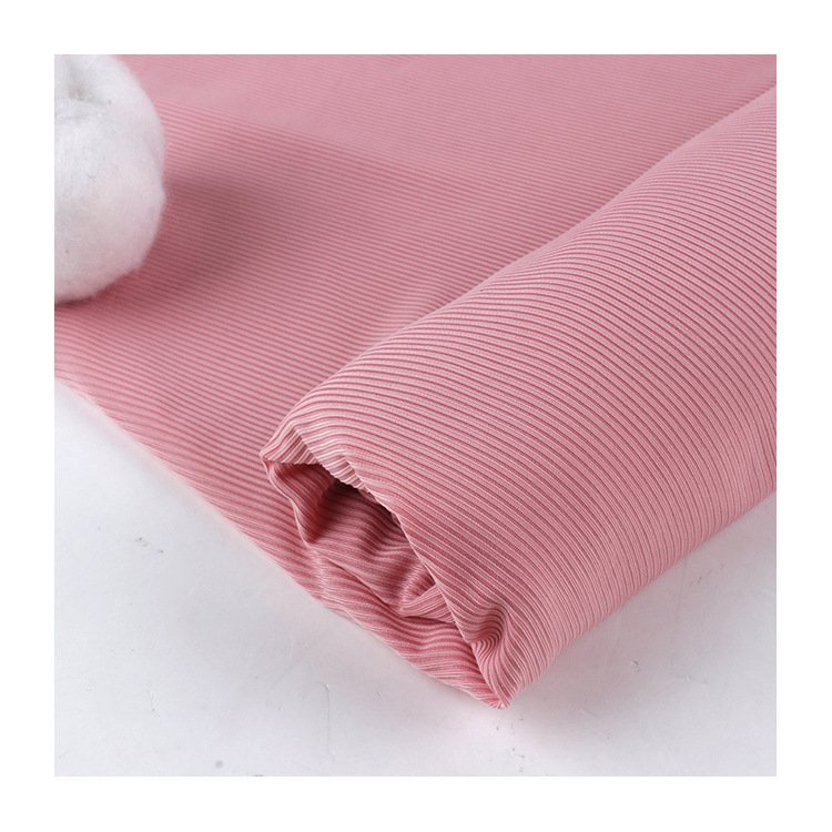 Wholesale Soft Popular Knitted Ribbed Fabric Colorful Customized Cotton Spandex Stretch Fabric For Clothing