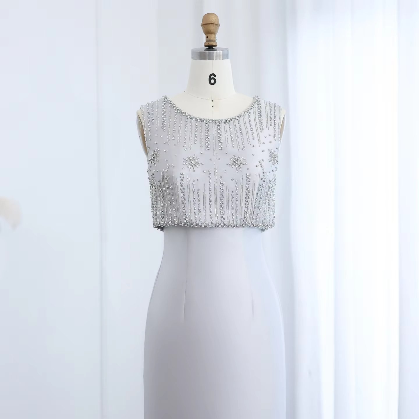 Jancember SZ277 Luxury Lace Mermaid Asymmetrical Vintage Muslim Beaded Sequins Evening Dress