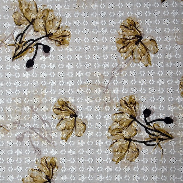 HA-15840M Customized pattern digital printed cotton voile chemical embroidery lace fabric