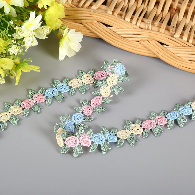 Children's Clothing Accessories Doll Skirt Cuff Decoration 2.7CM Polyester Color Water-soluble Multicolor Embroidered Lace