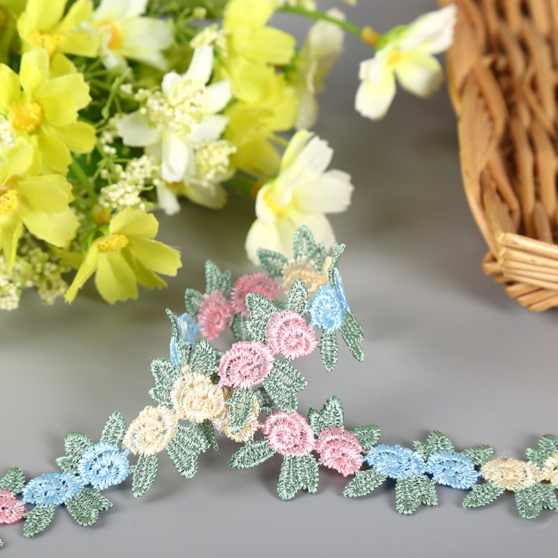Children's Clothing Accessories Doll Skirt Cuff Decoration 2.7CM Polyester Color Water-soluble Multicolor Embroidered Lace