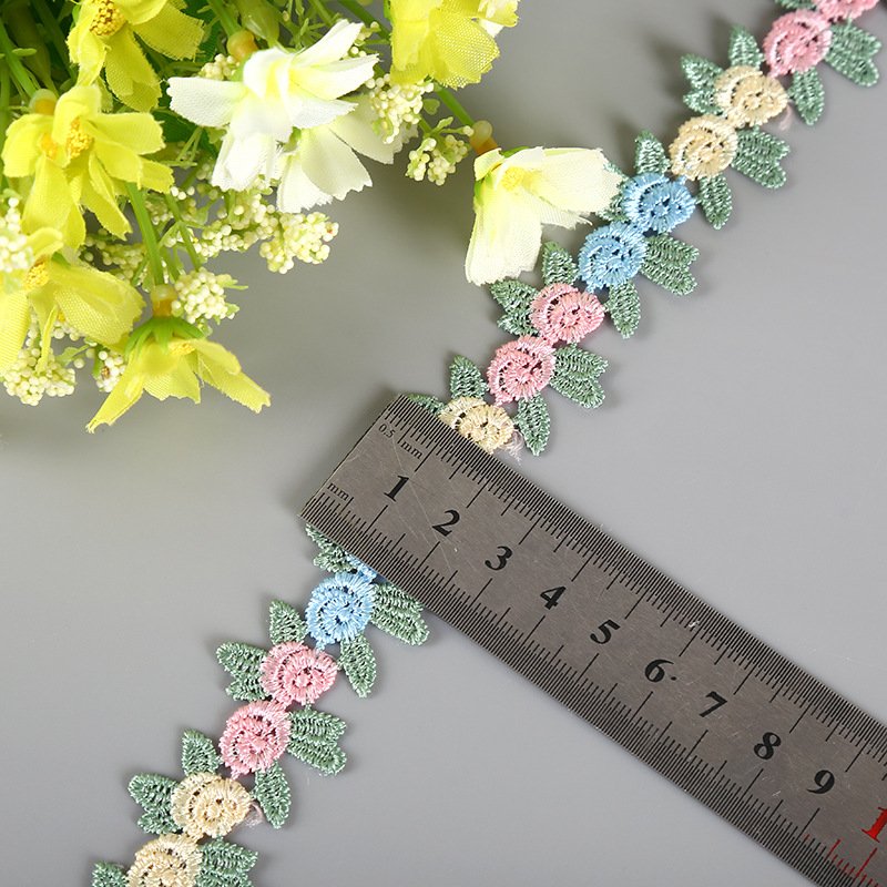 Children's Clothing Accessories Doll Skirt Cuff Decoration 2.7CM Polyester Color Water-soluble Multicolor Embroidered Lace