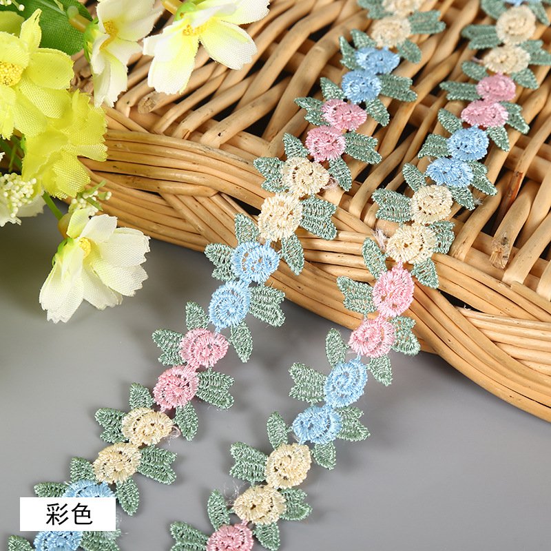 Children's Clothing Accessories Doll Skirt Cuff Decoration 2.7CM Polyester Color Water-soluble Multicolor Embroidered Lace
