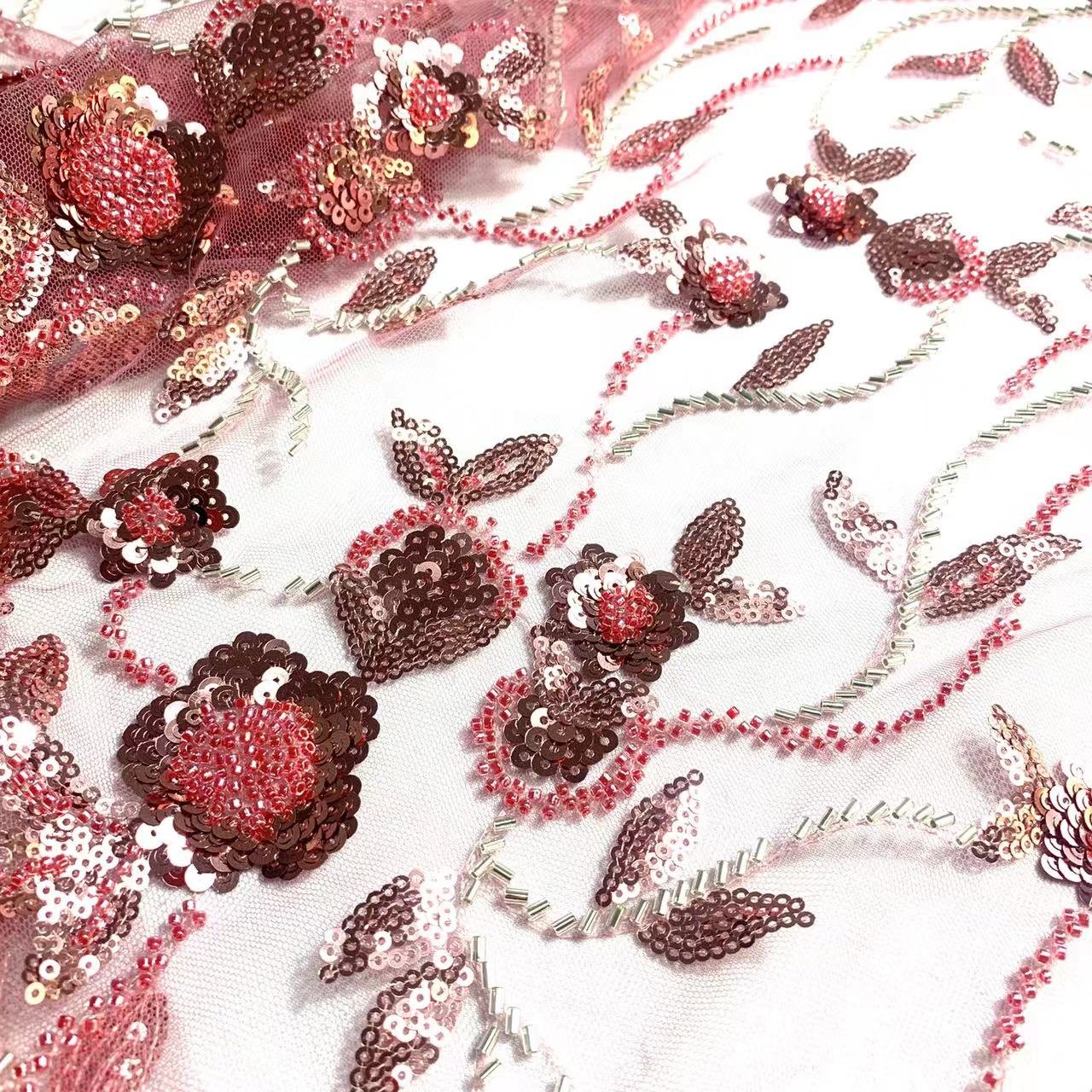 New arrival luxury embroidery beads tulle wedding lace fabrics beautiful french beaded fabric for evening dress