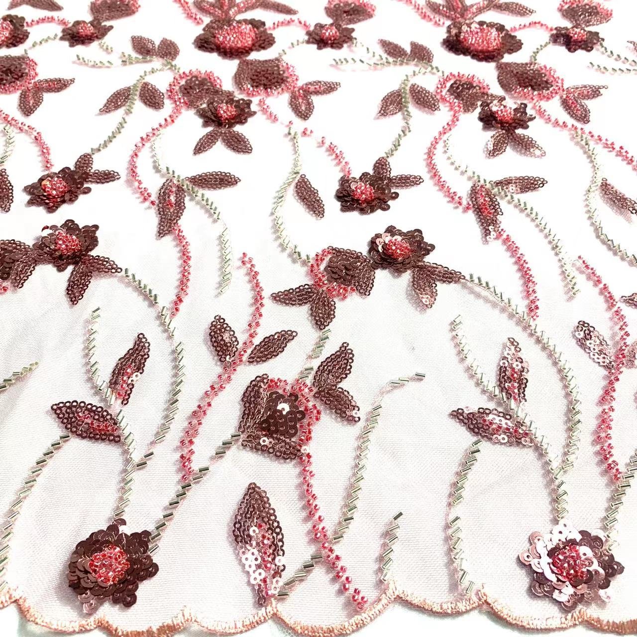 New arrival luxury embroidery beads tulle wedding lace fabrics beautiful french beaded fabric for evening dress