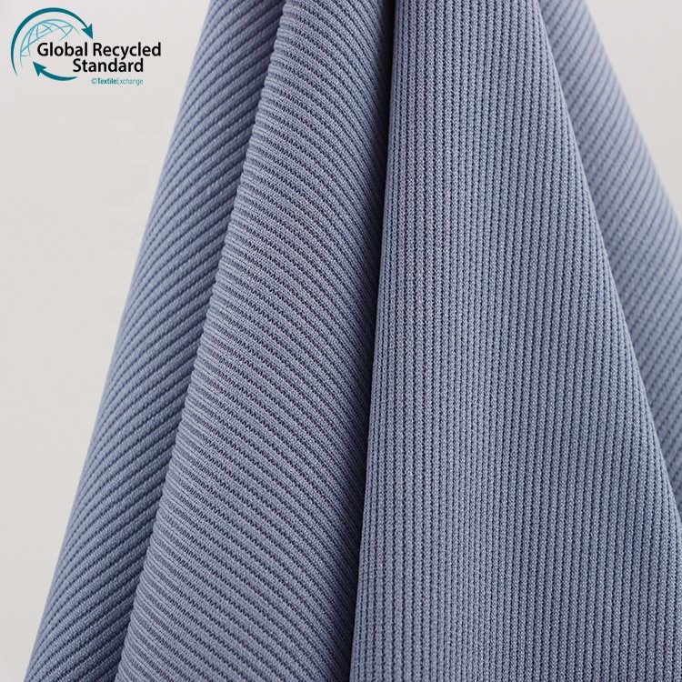 Lady Cloth Eco-friendly GRS Knitting Rib Fabric 97%Recycle Polyester 3%Spandex 250gsm Ready-to-ship Goods Recycling Knit Fabric