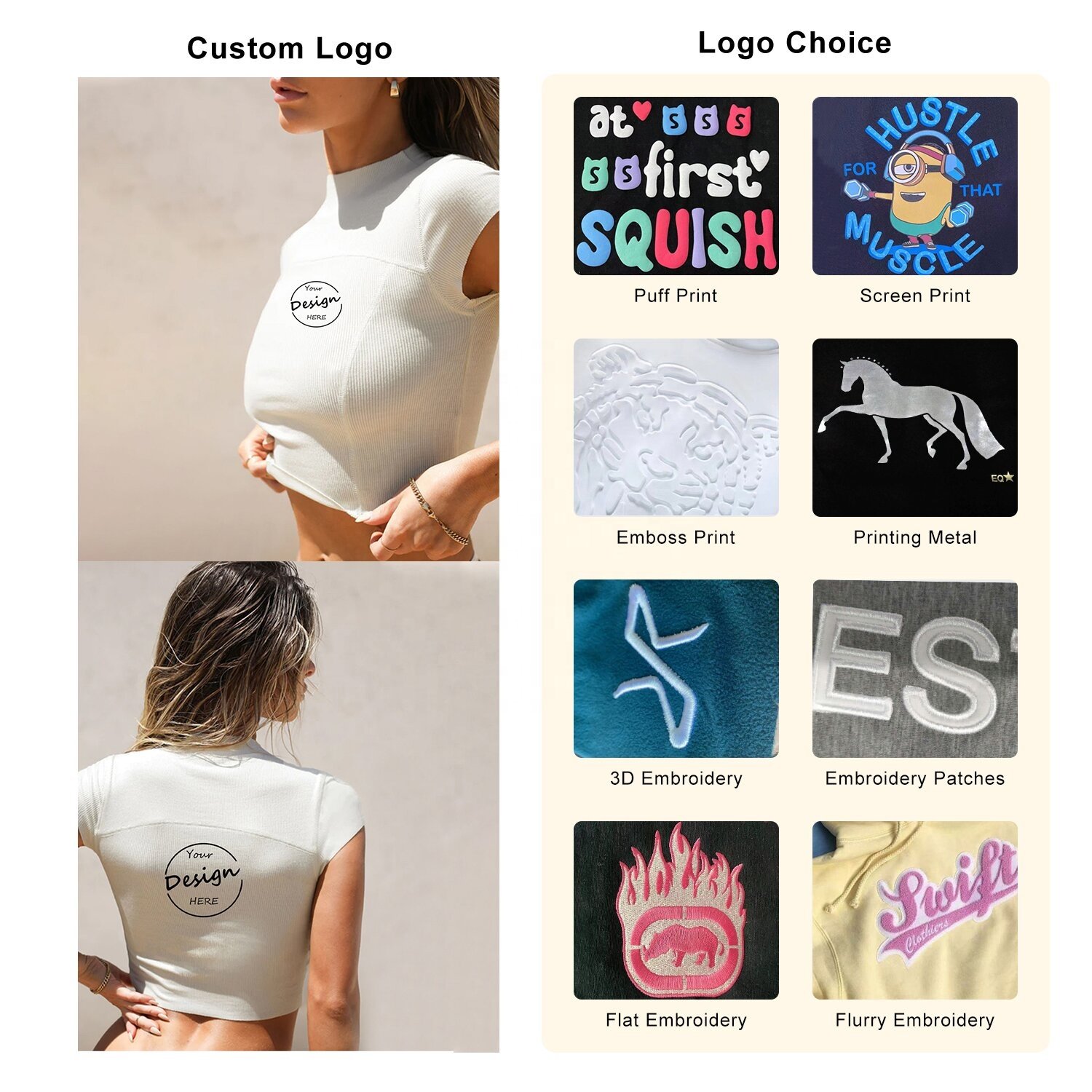 White Summer Tee Shirts 95% Cotton 5% Elastane Wholesale DTG Print Tight Fit Streetwear Sexy Custom Women Ribbed Crop Top