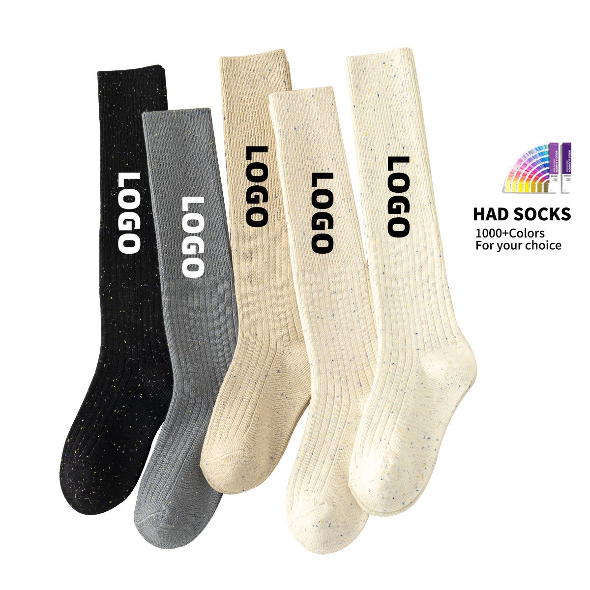 Women's Cashmere Socks High Quality Ribbed Mixed-Color Dot Thick Knitted Custom Winter woman calf socks
