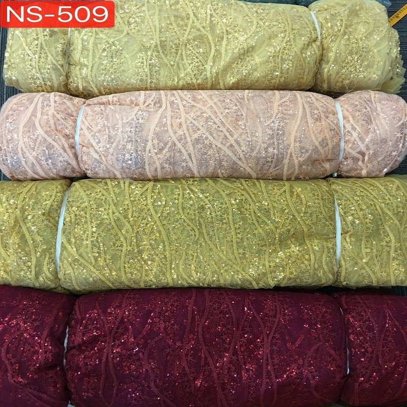 Best Selling Products Sequin Embroidery Fabric sequin Lace Fabric Gold For Dress