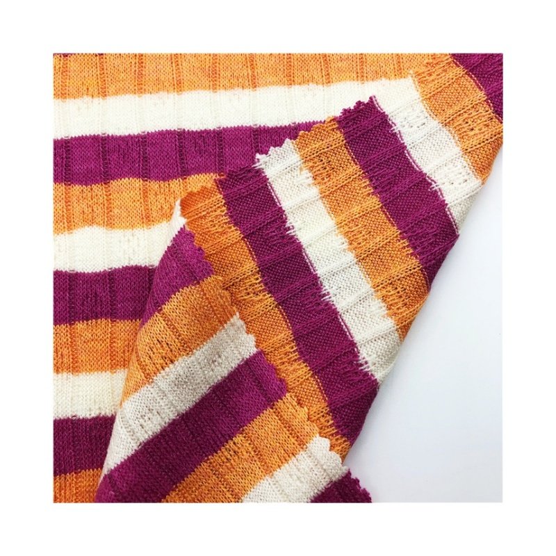 Hot-sale 210gsm 70%R 13%N 12%T 3%W 2%SP coloured sliver cashmere imitation rib yarn dyed knitting jacquard fabric for dress