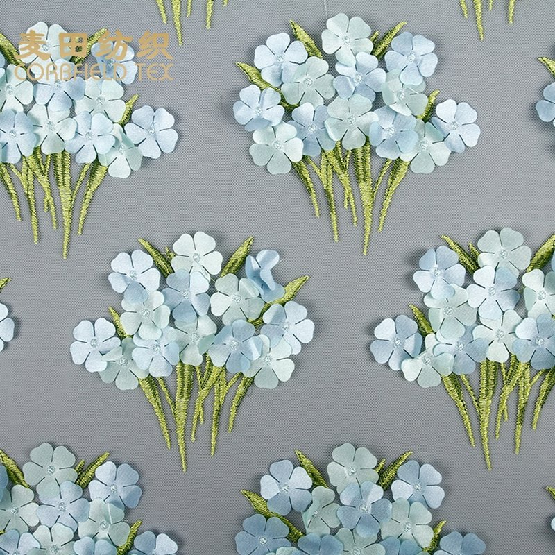 beautiful new products 3d flower lace embroidered fabric