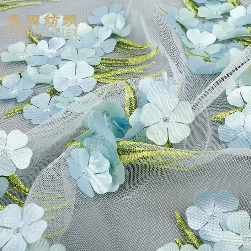 beautiful new products 3d flower lace embroidered fabric