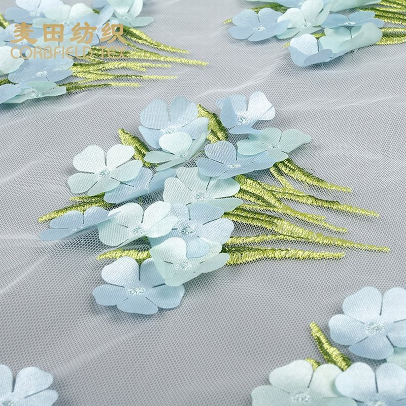 beautiful new products 3d flower lace embroidered fabric
