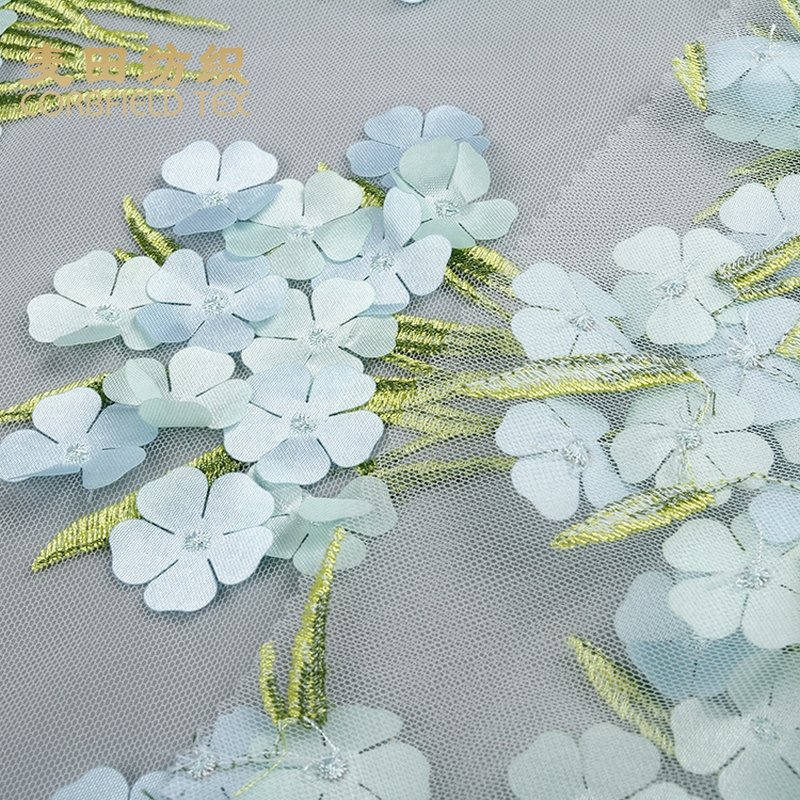 beautiful new products 3d flower lace embroidered fabric