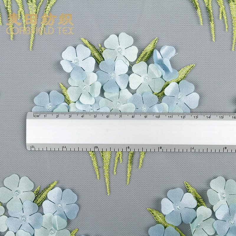beautiful new products 3d flower lace embroidered fabric