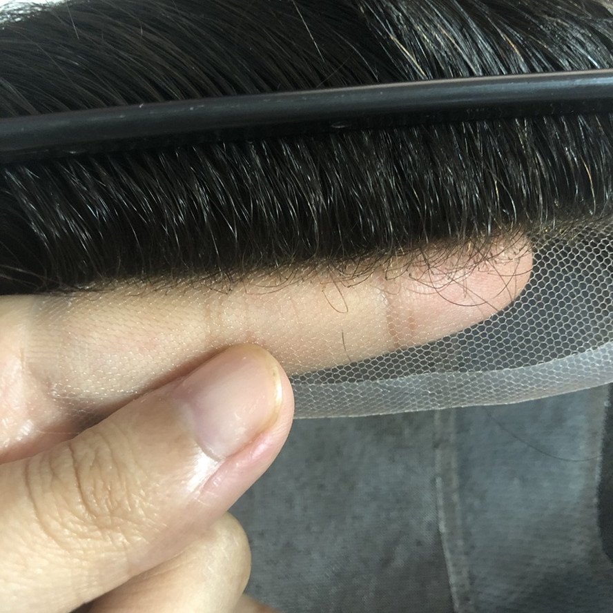 Ready Stock Products Transparent Lace Front Wigs Mono Top PU Around Swiss Lace Front Ver-lace Human Hair Toupee for Men