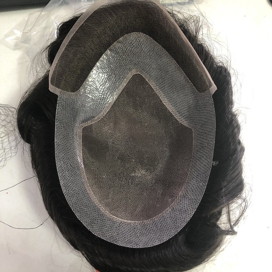 Ready Stock Products Transparent Lace Front Wigs Mono Top PU Around Swiss Lace Front Ver-lace Human Hair Toupee for Men