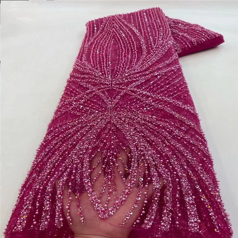 high quality peruvian african sequin embroidery beaded lace embroidery fabric for wedding dress