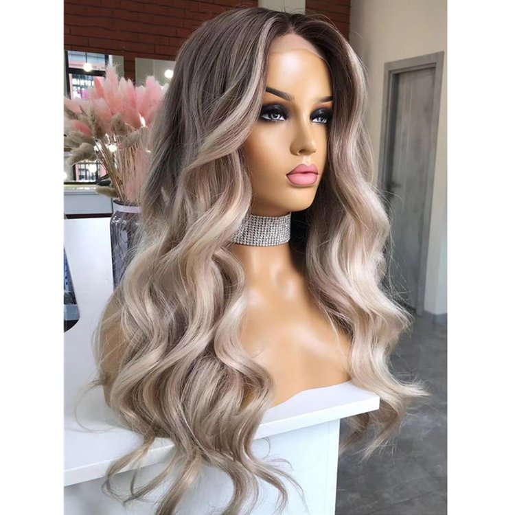 Glueless Wig Cheap Price Cool Ash Blonde Highlight Soft Virgin Remy Cuticle Aligned Human Hair Lace Front Wigs For Women