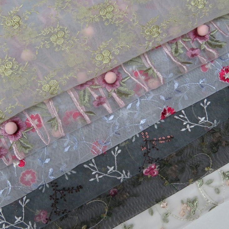Polyester indian black lace fabrics organza lace embroidery fabric white beaded lace indian fabric