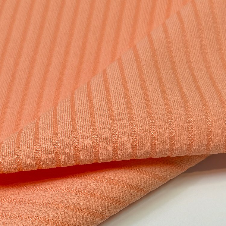 Customized color knit polyester spandex crepe stretch rib fabric for women t-shirt,dress,blouse