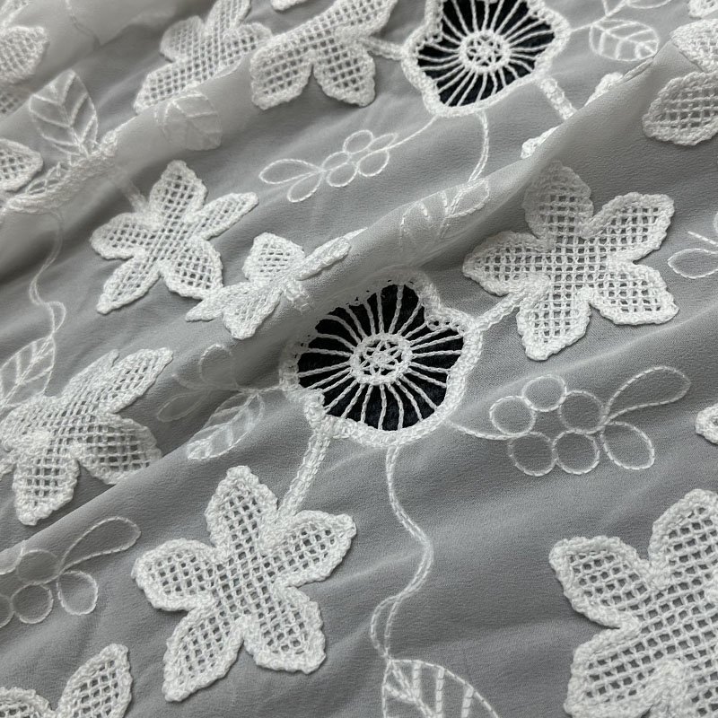 2024 Lace Fabrics 3D Applique laser Cut Hollow Polyester Embroidery Fabric Cord Lace Fabric for Wedding Lace