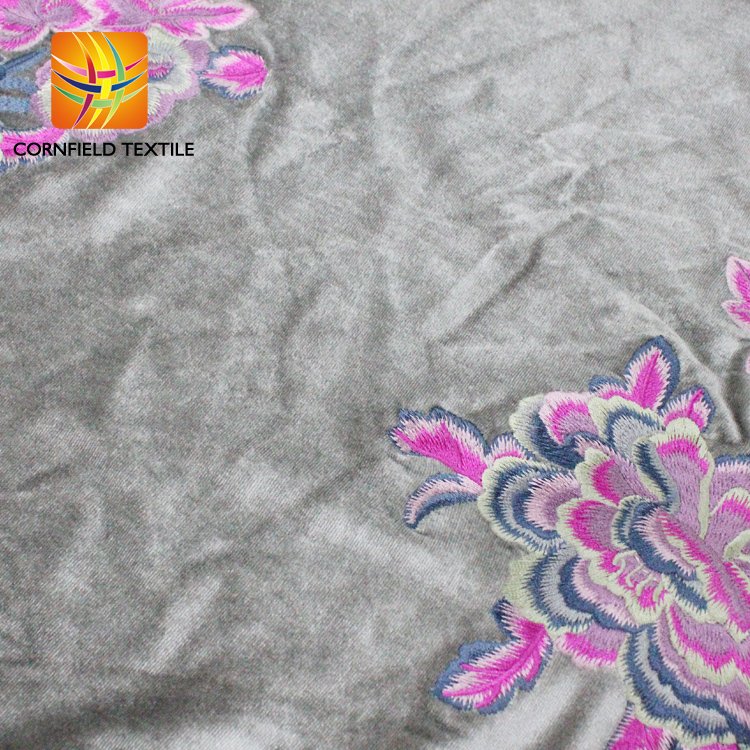 High quality malaysia embroidered velvet fabric for dress