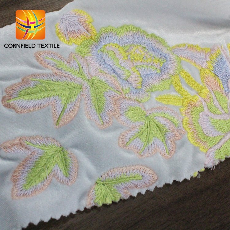 High quality malaysia embroidered velvet fabric for dress