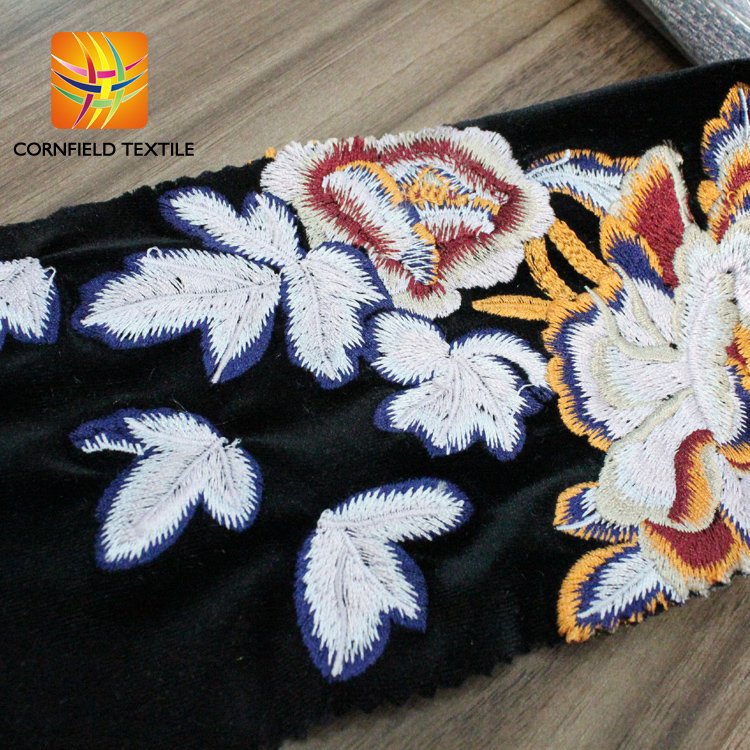 High quality malaysia embroidered velvet fabric for dress