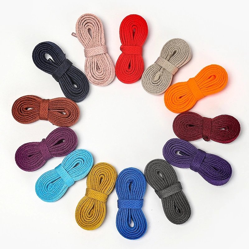 HF custom 57 colors 8mm width 50-200 cm length flat shoelaces for sneakers