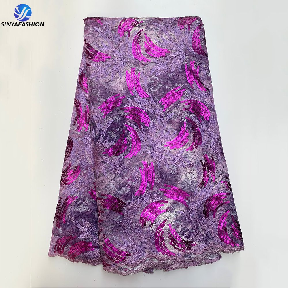 Sinya New Product Sequence Embroidery French Tulle Net Lace Wedding Bridal Party Nigeria African Sequins Lace Fabric