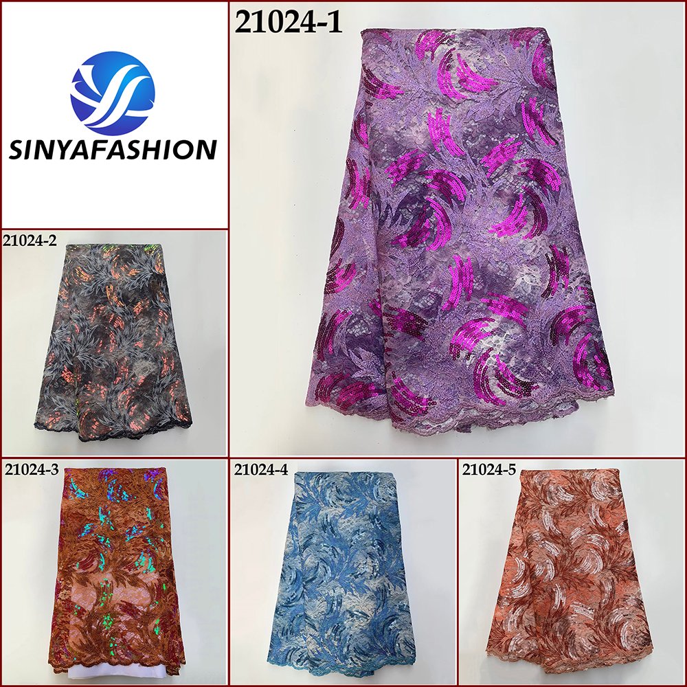 Sinya New Product Sequence Embroidery French Tulle Net Lace Wedding Bridal Party Nigeria African Sequins Lace Fabric