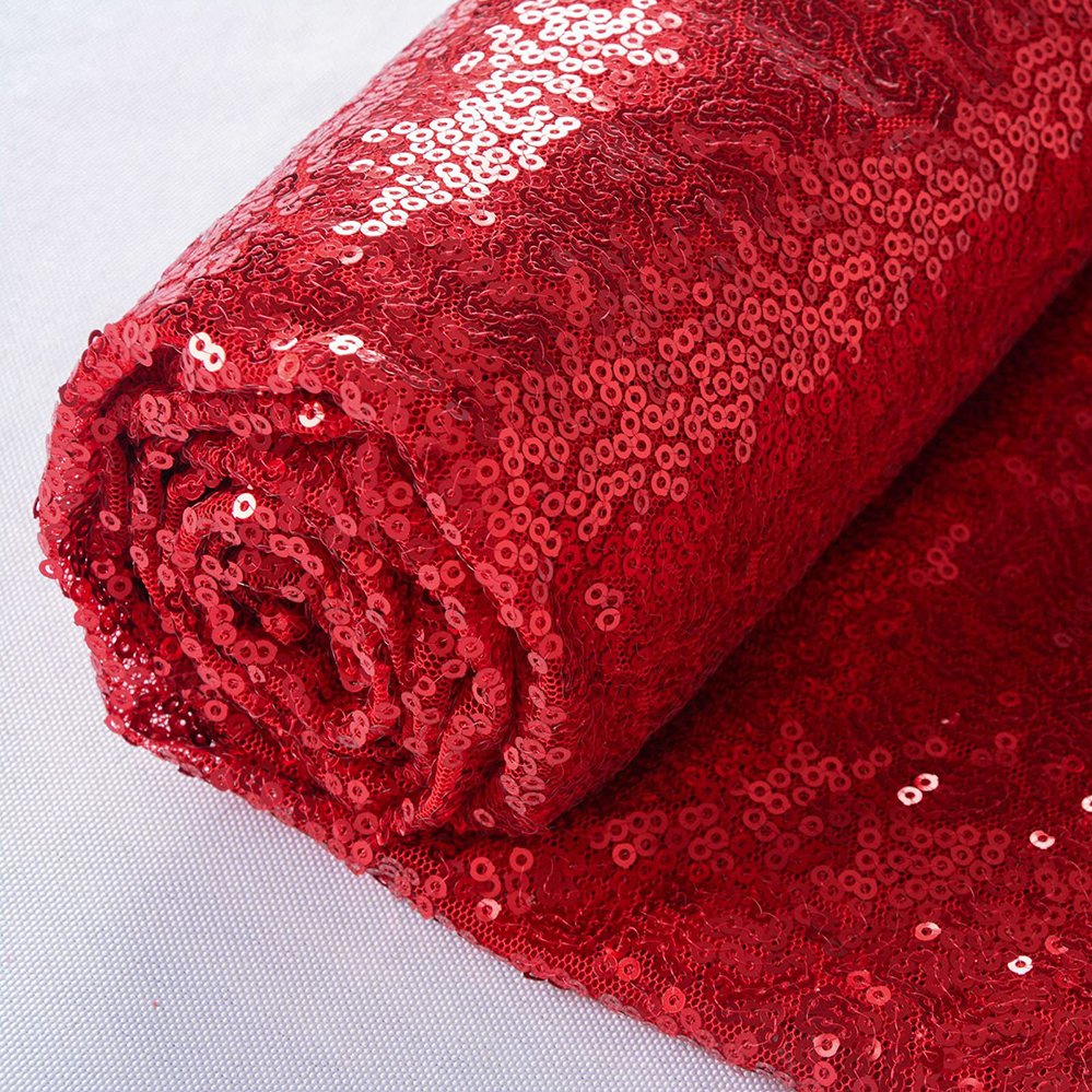 China Factory Price Direct Cheap 100% Polyester Paillette Sequined Fabrics 3mm Red Shiny Fabric For Women Party Dress Cloth