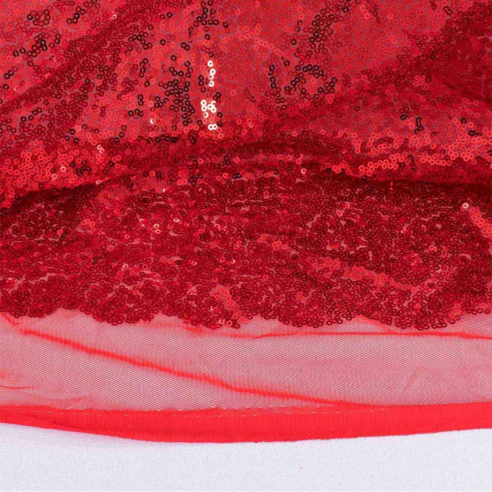 China Factory Price Direct Cheap 100% Polyester Paillette Sequined Fabrics 3mm Red Shiny Fabric For Women Party Dress Cloth