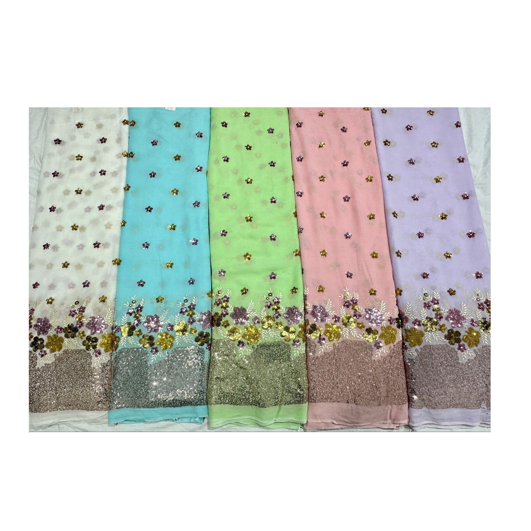 Best Quality Luxury Design Embroidery Viscose Georgette Fabric from Indian Supplier Available at Affordable Price