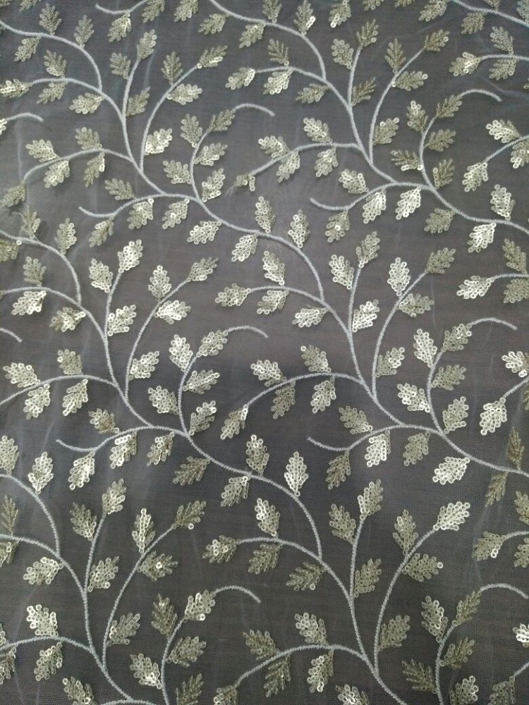 Dye able Georgette Sequins Embroidery Fabric for Wedding Dress and home furnishing
