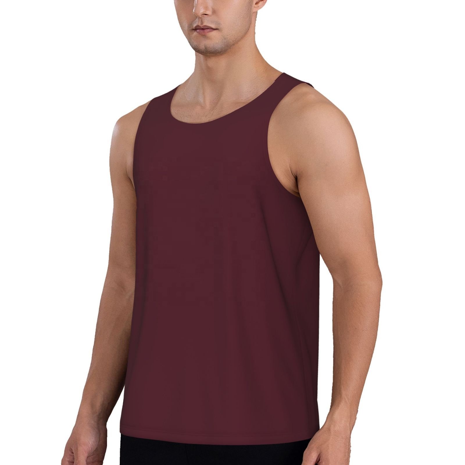 High Quality Fitness Bodybuilding Custom Designs Gym Tank Tops Claret Men Singlet Casual 100% Polyester Street wear Vest