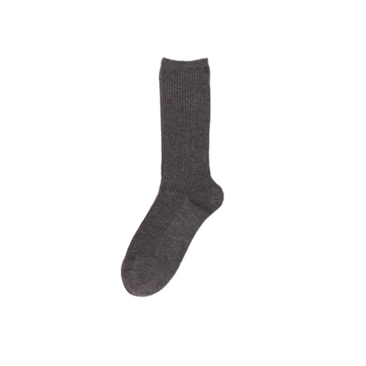 Custom logo winter warm soft plain color rib crew cozy cashmere socks breathable knitted women wool socks