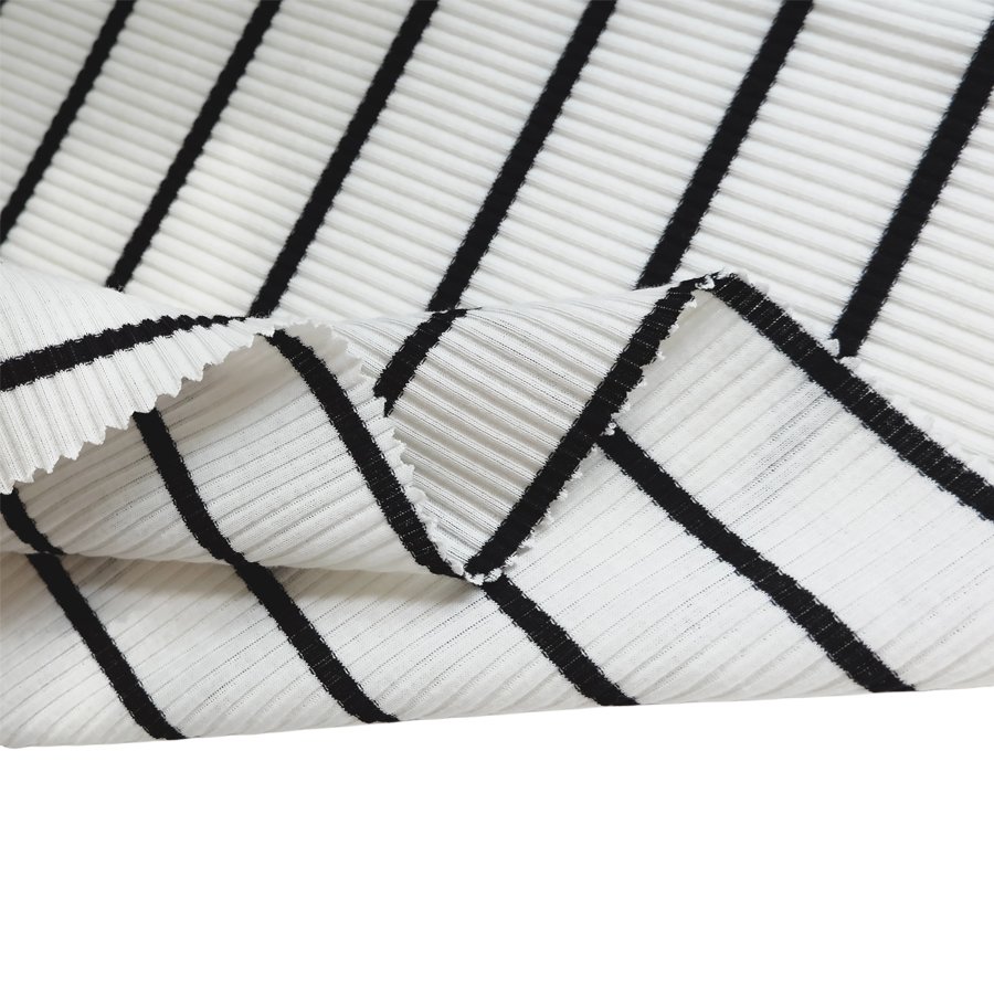 absorbent soft 180gsm 95% cotton 5% spandex white black stripe stretch knit t-shirts 4*3 rib fabric