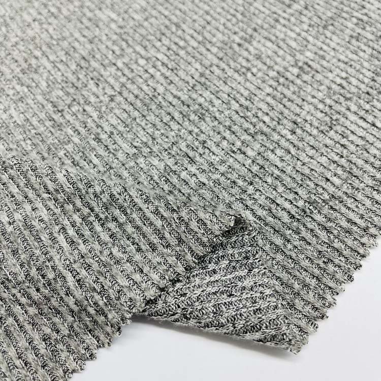 Cheap Price Women's Loose Knitted Ripped Sweater Crop Top RT 2x2 Hacci Fleece Rib Knit Fabric