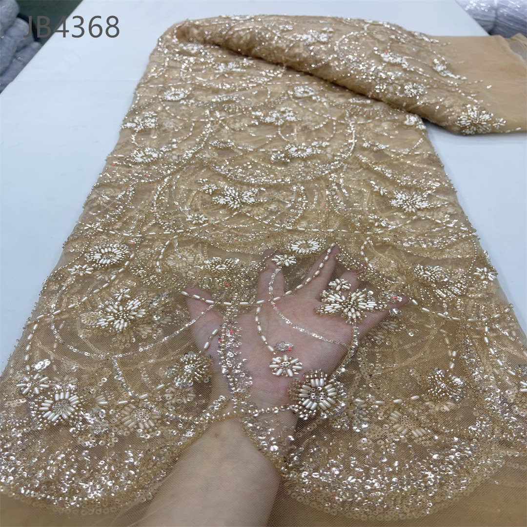 Embroidery 3D organza FLOWER sequin dress fabric material pre design Bridal Embroidered girl dress FLORAL tulle lace fabric