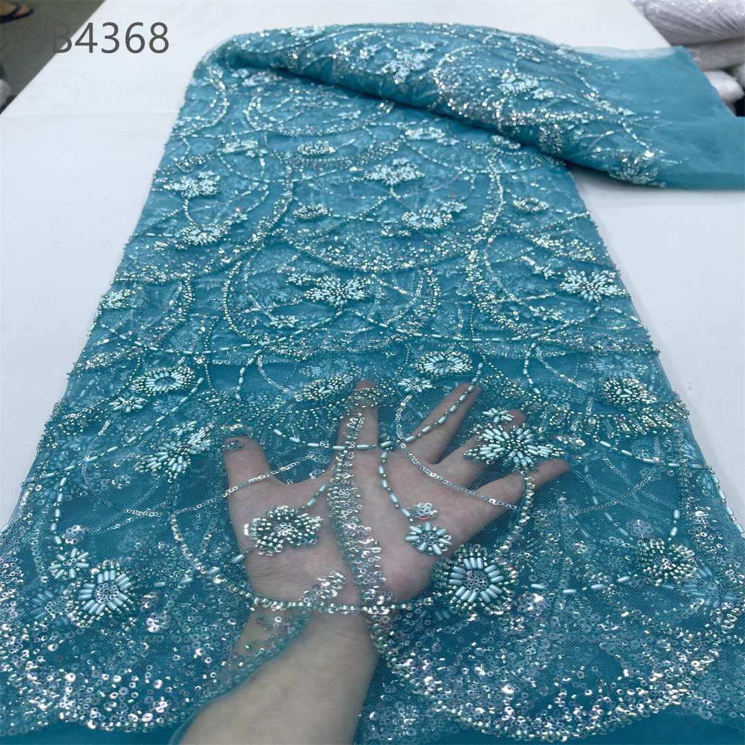 Embroidery 3D organza FLOWER sequin dress fabric material pre design Bridal Embroidered girl dress FLORAL tulle lace fabric