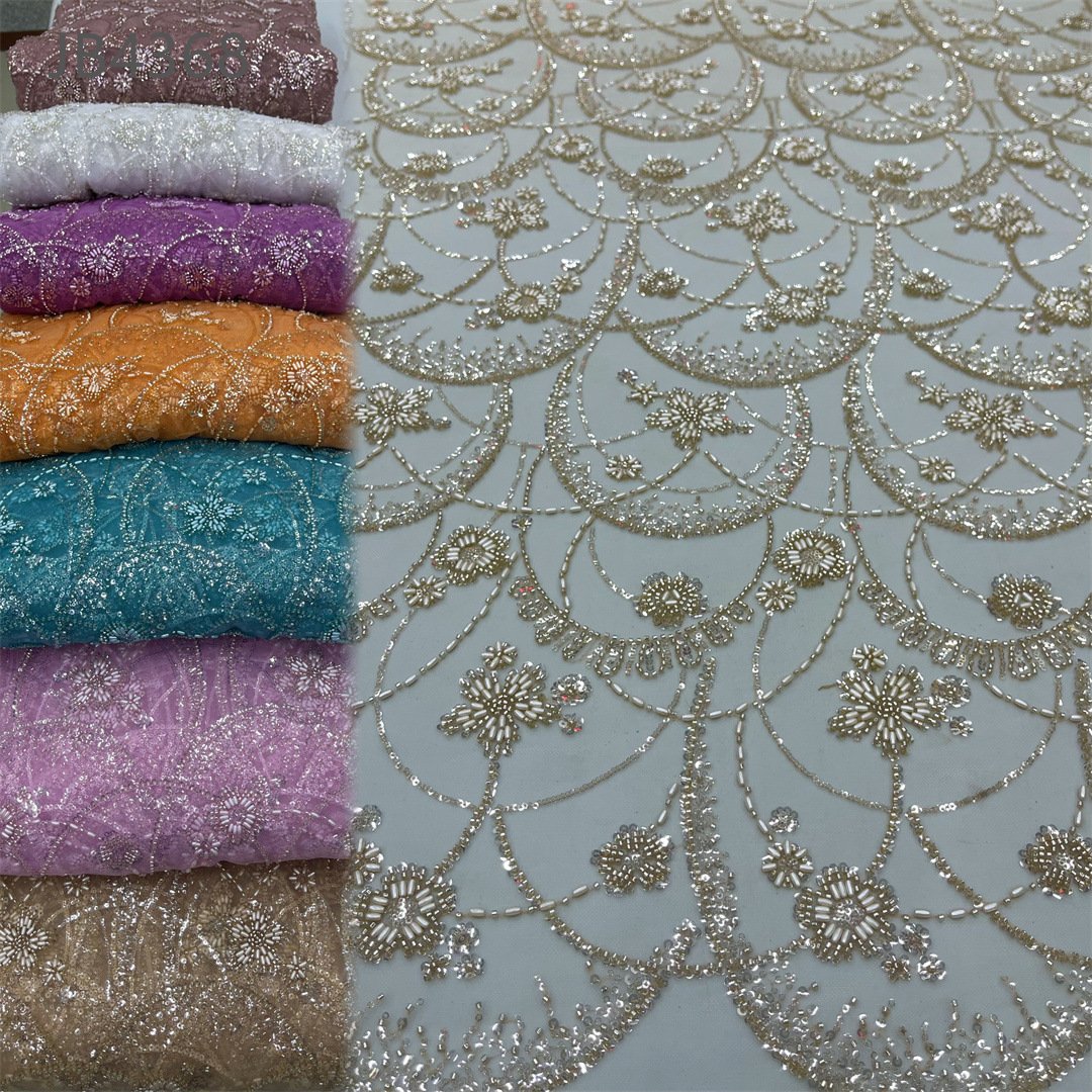 Embroidery 3D organza FLOWER sequin dress fabric material pre design Bridal Embroidered girl dress FLORAL tulle lace fabric