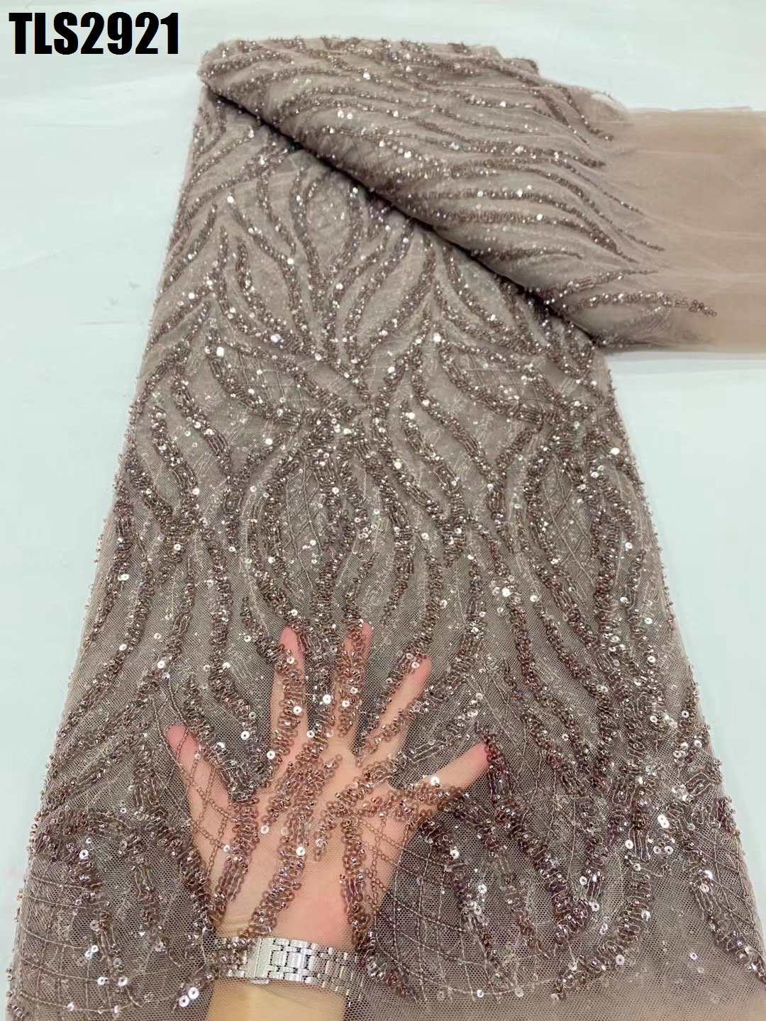 African Bridal Sequin Mesh Embroidery Lace Fabric French Sky Blue Tulle Lace Nigerian Wedding Dress Mesh Lace Fabric With Beads