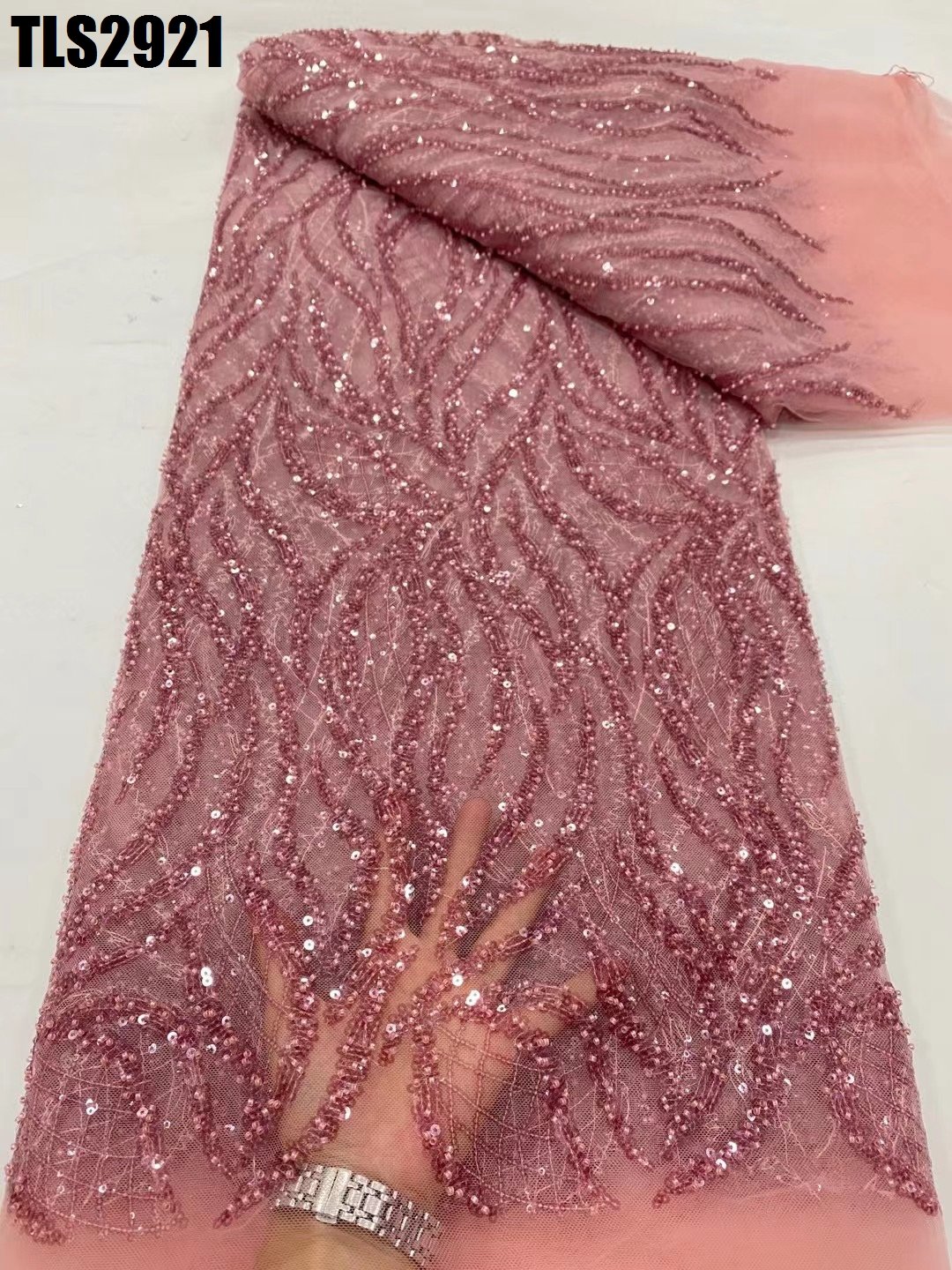 African Bridal Sequin Mesh Embroidery Lace Fabric French Sky Blue Tulle Lace Nigerian Wedding Dress Mesh Lace Fabric With Beads