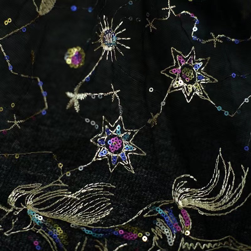 Tessuto da ricamo Mesh Lace Unicorn embroidery fabric Spring and summer girl dress fabric mesh tulle embroidery fabric