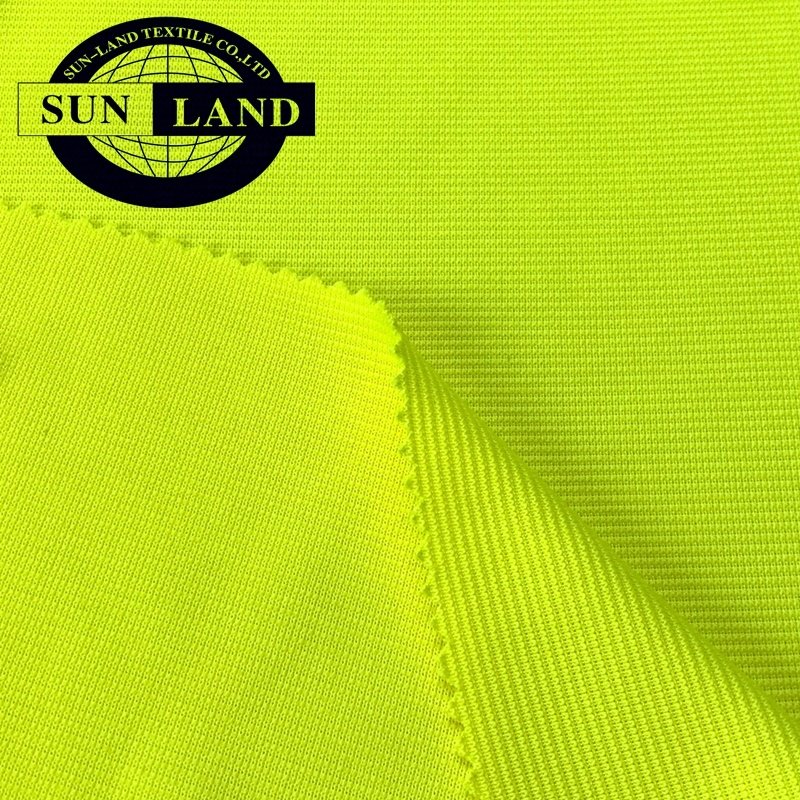 Heavyweight 97%Polyester 3%Spandex Anti Flaming HV Yellow Ottoman Rib Fabric for Workwear Fire Retardant Labor Clothing