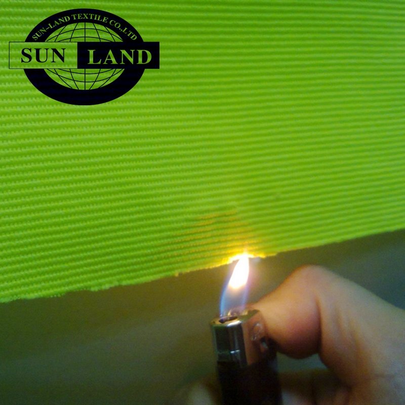 Heavyweight 97%Polyester 3%Spandex Anti Flaming HV Yellow Ottoman Rib Fabric for Workwear Fire Retardant Labor Clothing